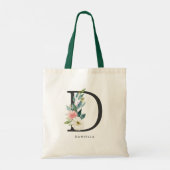 Tote Bag Lettre fleurie D Monogramme Robe de mariée noir (Dos)