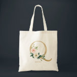 Tote Bag Lettre florale de pivoine Q Monogramme or Bridesma<br><div class="desc">Lettre florale Q monogramme sac fourre-tout est doté d'aquarelle bouquet floral de pivoines et roses blancs et roses,  accent vert et fausse feuille d'or. Ce sac fourre-tout monogramme fleuri Q est parfait pour les mariages,  douches,  anniversaires et bien plus encore. Personnalisez en ajoutant des noms ou une courte phrase.</div>