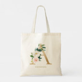 Tote Bag LETTRE Florale Faux Gold Foil A MONogramme Maid (Dos)