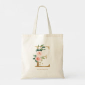 Tote Bag LETTRE Florale Faux Gold Foil E Monogramme Bridesm (Dos)