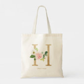 Tote Bag LETTRE Florale Faux Gold Foil H Monogramme Bridesm (Dos)