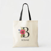 Tote Bag LETTRE Florale Moderne MONOGRAPHIQUE B ÉDITABLE (Devant)