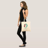 Tote Bag Lettre Florale O Script Monogramme rose Turquoise (Devant (modèle))