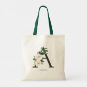 Tote Bag Lettre florale Peony A Black Monogram Bridesmaid (Dos)