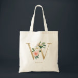 Tote Bag Lettre florale Pivoine W Monogramme Or Demoiselle<br><div class="desc">Le sac cabas à monogramme lettre florale W présente un bouquet floral aquarelle de pivoines roses et un accent de verdure et une lettre en faux or. Ce sac cabas à monogramme lettre W floral pour demoiselle d'honneur est parfait pour les mariages, les fêtes, les anniversaires et bien plus encore....</div>