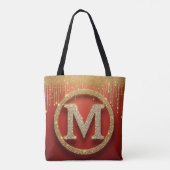 Tote Bag Lettre initiale M Monogramme doré pailleté (Dos)