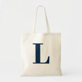 Tote Bag Lettre initiale | Monogramme marine moderne élégan (Devant)