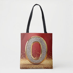 Tote Bag Lettre initiale monogramme O en paillettes dorées