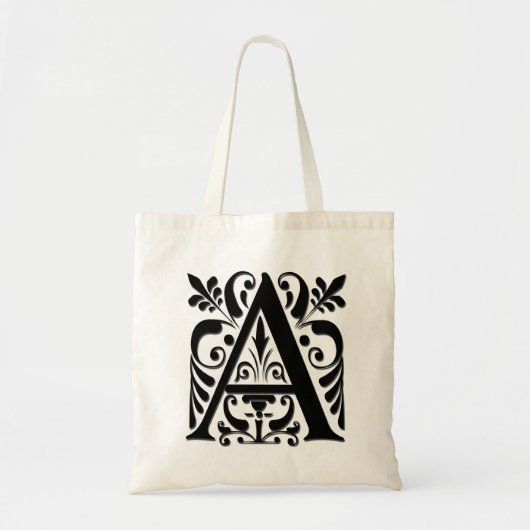 Tote Bag Lettre initiale Monogramme - style de coupe de pap (Devant)