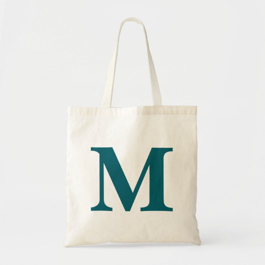 Tote Bag Lettre initiale Turquoise Monogramme moderne (Devant)