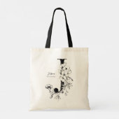 Tote Bag Lettre J Rustique Floral personnalisé initial (Dos)