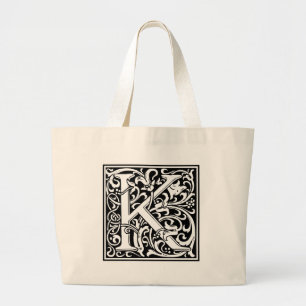Tote Bag Lettre K Monogramme médiéval Vintage Initial Grand