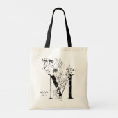 Tote Bag Lettre M fleurie nom personnalisé monogrammed (Dos)