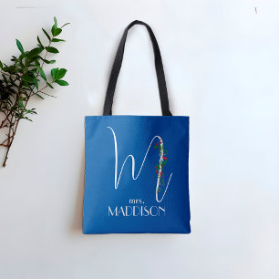 Tote Bag Lettre M monogramme rouge d'aquarelle enseignant b