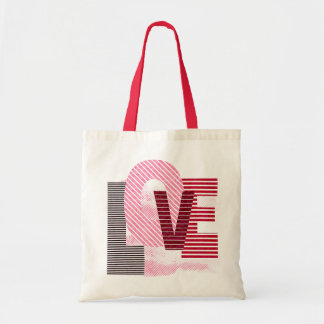 Tote Bag Lettre magenta géométrique d'amour