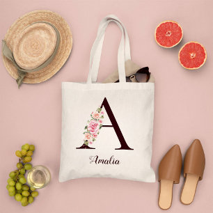 Tote Bag Lettre Minimale Un Cadeau Floral Blush Personnalis