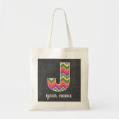 Tote Bag Lettre Monogramme de tableau noir J avec Chevrons  (Devant)