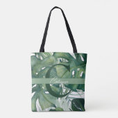 Tote Bag Lettre monogramme Feuilles tropicaux Monstera Gree (Dos)