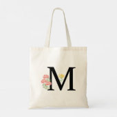 Tote Bag Lettre Monogramme M Fleurs Peinture Aquarelle (Dos)