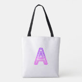 Tote Bag Lettre néon A Monogramme Violet Rose Clair Initial (Dos)