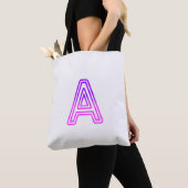 Tote Bag Lettre néon A Monogramme Violet Rose Clair Initial (De près)