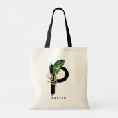 Tote Bag Lettre P Monogramme Feuilles de Palmier Tropical D (Dos)