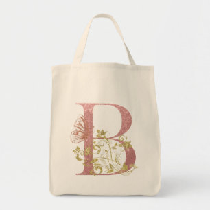 Tote Bag Lettre Parties scintillant rose B