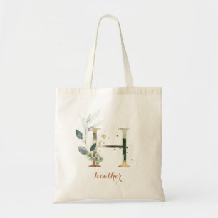 TOTE BAG LETTRE PERSONNALISÉE GRECQUE FEUILLE D'OR FLIAGE "