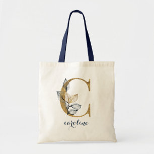 Tote Bag LETTRE PERSONNELLE "C" Bleue D'OR DE LA Marine Flo