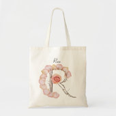 Tote Bag Lettre R Monogramme Élégante de Pétales de Rose Pe (Devant)
