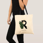 Tote Bag Lettre R Monogramme Palm Feuille Sirène d'honneur  (Devant (produit))