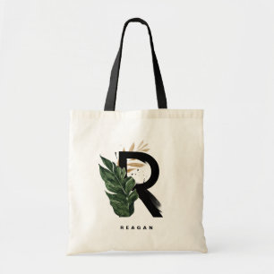 Tote Bag Lettre R Monogramme Palm Feuille Sirène d'honneur 