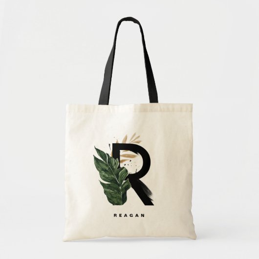 Tote Bag Lettre R Monogramme Palm Feuille Sirène d'honneur (Devant)