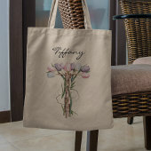 Tote Bag Lettre T de Bouquet de Tulipes Monogramme Floral N