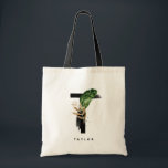 Tote Bag Lettre T Monogramme | Bridesmaid Feuille tropicaux<br><div class="desc">Sac fourre-tout monogramme T personnalisable avec aquarelle feuille de palme tropicale, fausse feuille de feuille d'or et accents de brosse d'aquarelle noire. Personnalisez ce sac fourre-tout de monogramme tropical en ajoutant votre nom ou d'autres détails. Ce sac en monogramme lettre T boho sera parfait comme cadeau. D'autres lettres sont disponibles....</div>