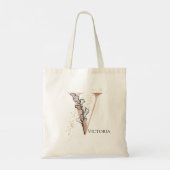 Tote Bag Lettre V Moderne Initiale Monogramme Personnalisé  (Dos)