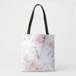 Tote Bag Lettre V Monogramme rose rose rose pâle