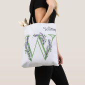 Tote Bag Lettre "W" Lavender Eucalyptus botanique (De près)