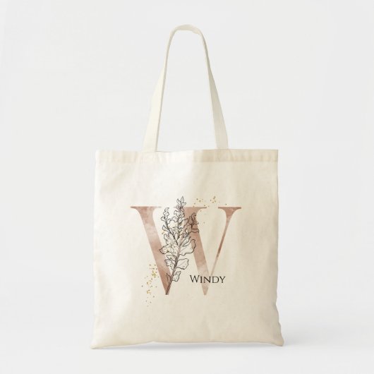 Tote Bag Lettre W Moderne Initiale Monogramme Personnalisée (Devant)