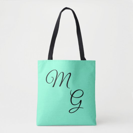 Tote Bag Lettres de grâce : Noir sur Mint Green (Devant)