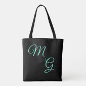 Tote Bag Lettres de Grâce Vert Menthe sur Fond Noir (Dos)