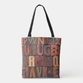 Tote Bag lettres de l'alphabet aléatoire - letterpress vint (Dos)