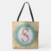 Tote Bag Lettres Initiales Monogramme Élégant avec Mandala (Devant)