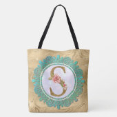 Tote Bag Lettres Initiales Monogramme Élégant avec Mandala (Dos)