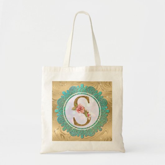 Tote Bag Lettres Initiales Monogramme Élégant avec Mandala (Devant)