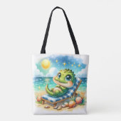 Tote Bag L'évasion ensoleillée d'un bébé croc (Dos)