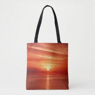 Tote Bag Lever de soleil coloré en mer, nuages spectaculair
