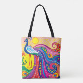 Tote Bag Lever du soleil avec paon (Dos)