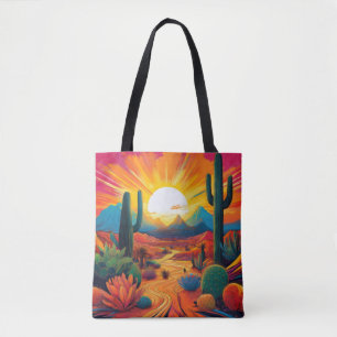 Tote Bag Lever du soleil du désert avec des terres colorées