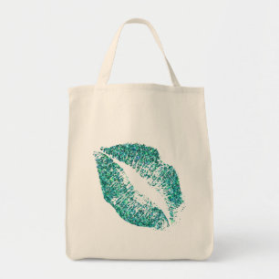 Tote Bag Lèvres #2 de parties scintillantes de turquoise